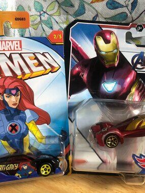 Hot Wheels Marvel Character Cars Iron Man & Jean Grey Set